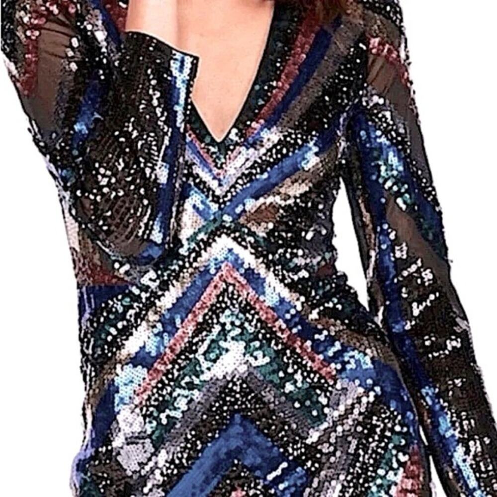 EXPRESS NWT Multi-Color Chevron Patterned Sequin … - image 2